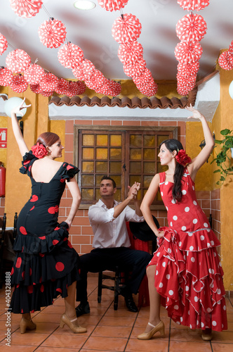 flamenco dancers at the Seville fair in April