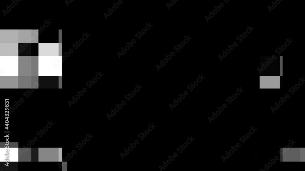 Digital signal glitch distortion displacement map vfx in black and white, seamless loop footage. Digital signal glitch distortion displacement map vfx in black and white, seamless loop footage.