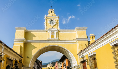 The Santa Catalina arch connecting two parts of old Convent, Antigua Guatemala photo