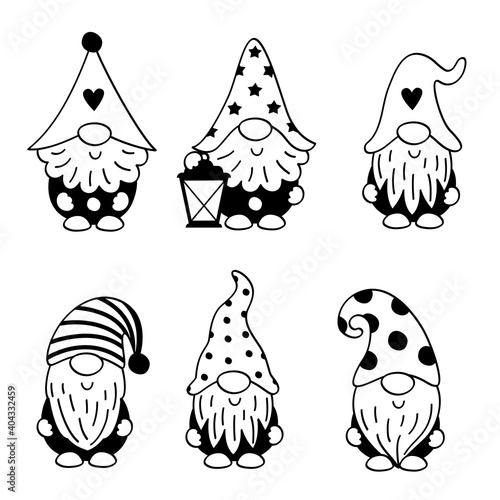 set of isolated black gnomes