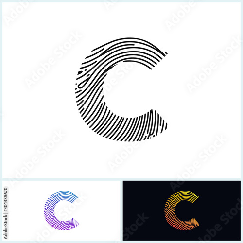 C Vector Letter base logo. Initial letter c vector Icon Fingerprint Black white and colorful Concept photo