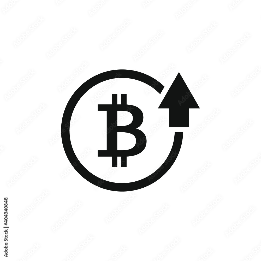 Bitcoin up icon. Vector illustration. Flat design. Bitcoin up icon. Vector illustration. Flat design.