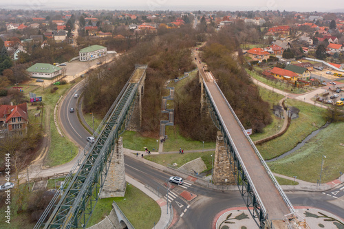 Biatorbagy Railway Viaduct aerial view in Hungary