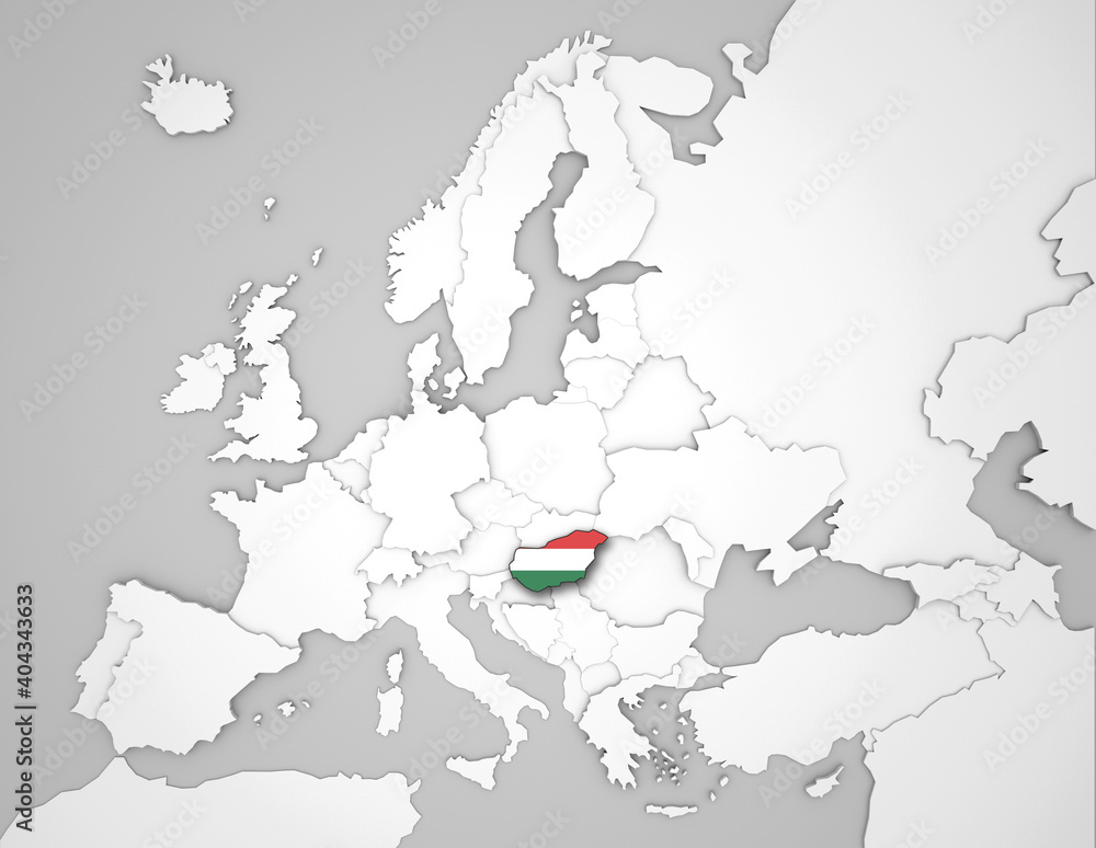 Europakarte auf der Ungarn hervorgehoben wird