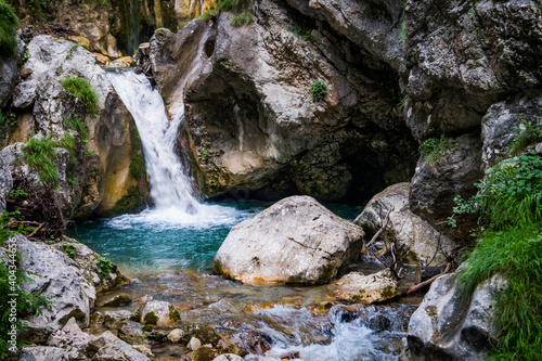 The Tscheppa gorge in Carinthia in Austria. It is a beautiful hiking trail with this breathtaking waterfall on the way.