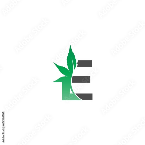 Letter E logo icon with cannabis leaf design vector