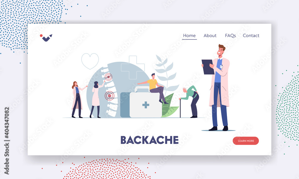 Αυτοκόλλητο Characters Suffer of Backache or Lumbago Landing Page Template