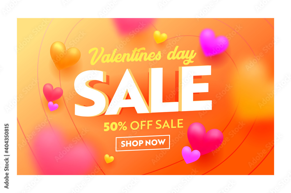 Valentines Day Special Offer Sale Banner, Digital Media Marketing Advertising. Special Offer Shop Now. Shopping Discount
