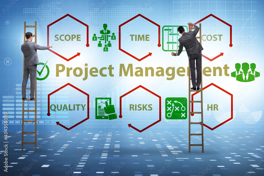 Fototapeta premium Concept of project management with businessman