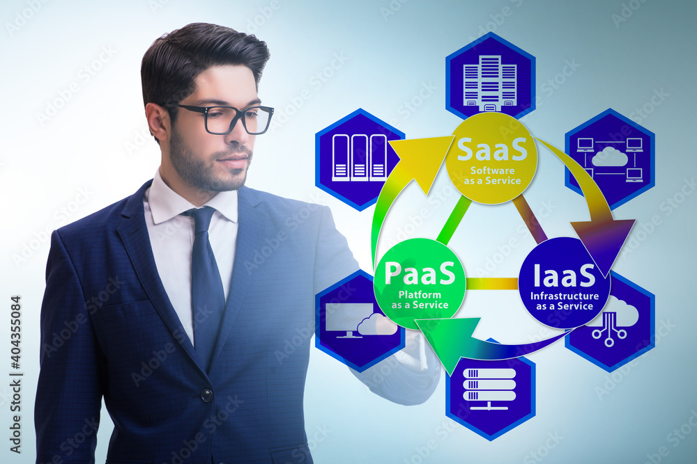 PAAS IAAS SAAS concepts with businessman PAAS IAAS SAAS concepts with businessman