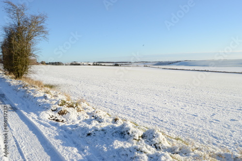 Snow covers fields surrounding St Andrews  Scotland   8 January 2021