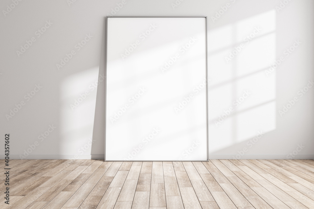Modern gallery interior with empty vertical poste Modern gallery interior with empty vertical poste