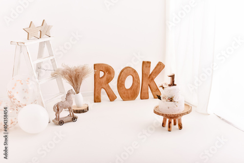 Plakat w ramie First birthday background