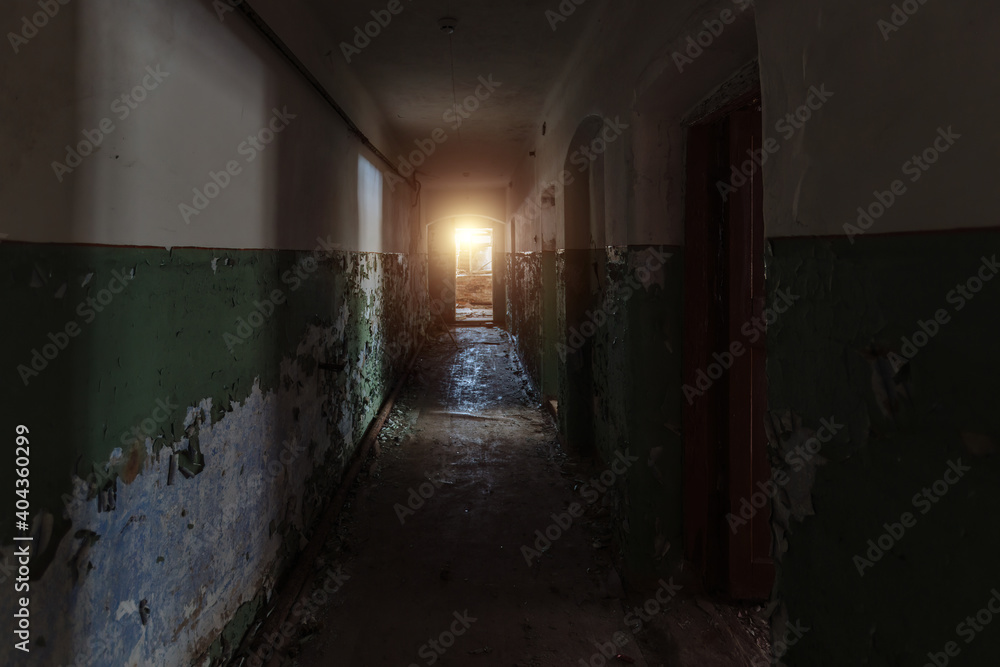 Dark dirty corridor of old abandoned building Dark dirty corridor of old abandoned building