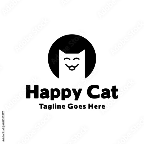 Happy Cat Icon. animal Vector Modern Symbol. Company Logo Design Inspiration.