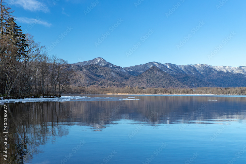 北海道 屈斜路湖の冬の風景 北海道 屈斜路湖の冬の風景