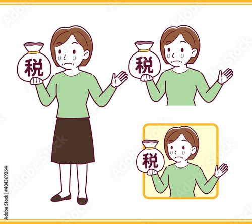 Middle-aged woman in green clothes_tax