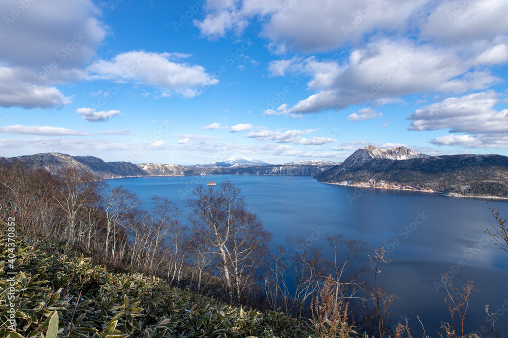 北海道　摩周湖の冬の風景