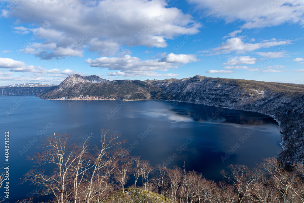 北海道　摩周湖の冬の風景