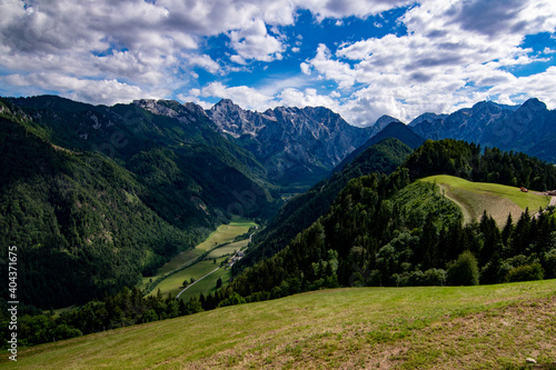 Outlook from Solcava to Logarska Dolina, Slovenia