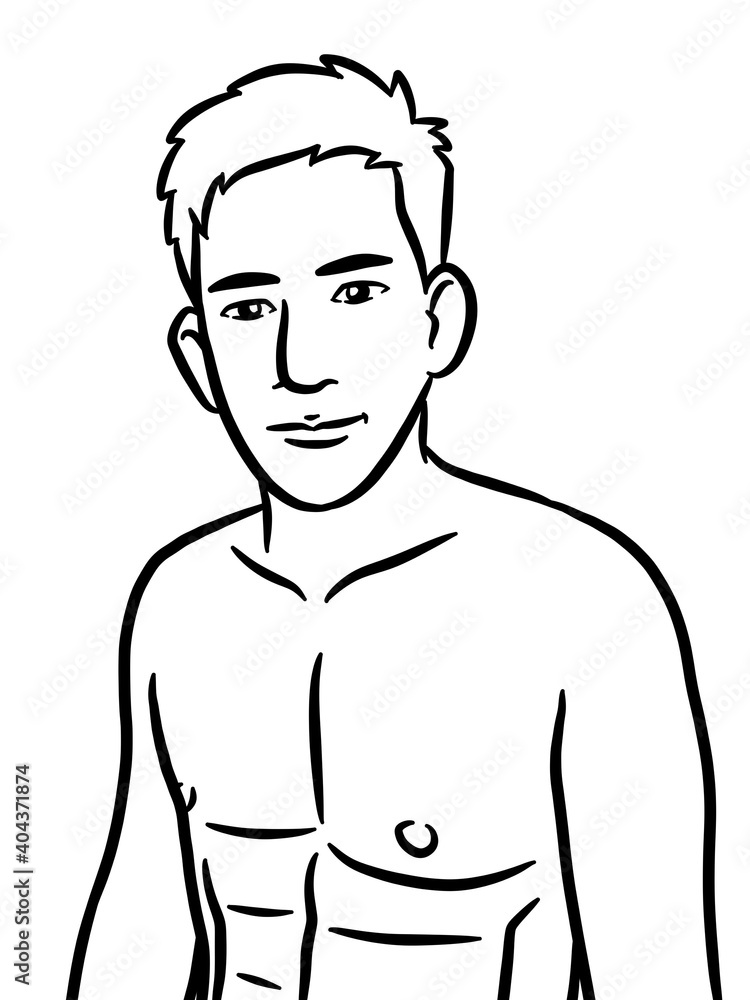 Fototapeta premium art drawing black and white of cute man for painting