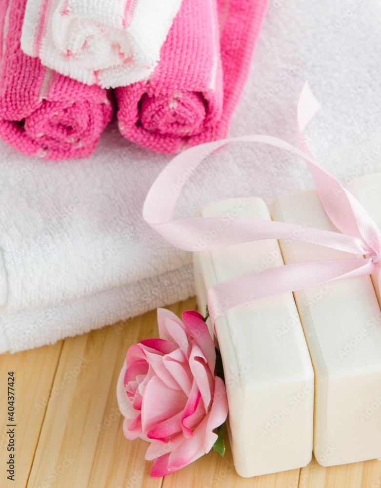 Healthy lifestyle concept with aromatic soaps Healthy lifestyle concept with aromatic soaps