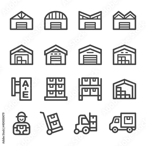 warehouse thin line icon set,vector and illustration