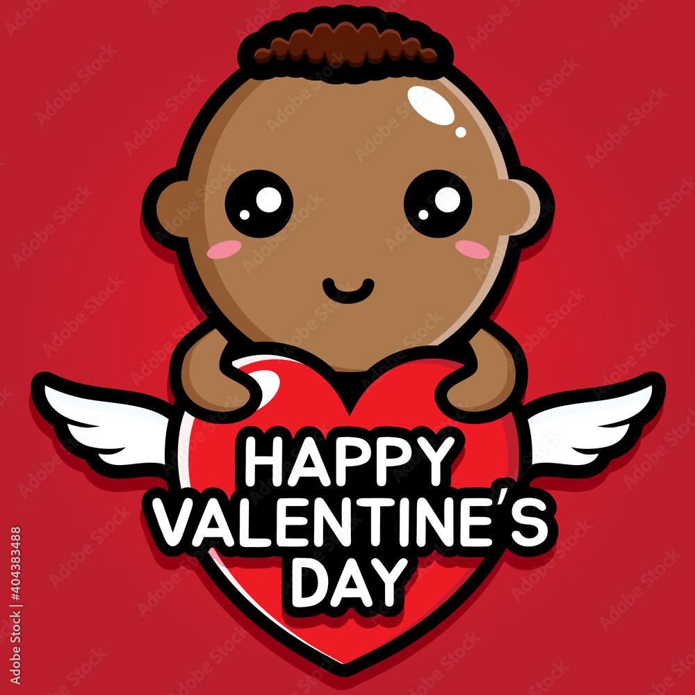 Baby afro character design wishes you a happy Valentine's day Baby afro character design wishes you a happy Valentine's day