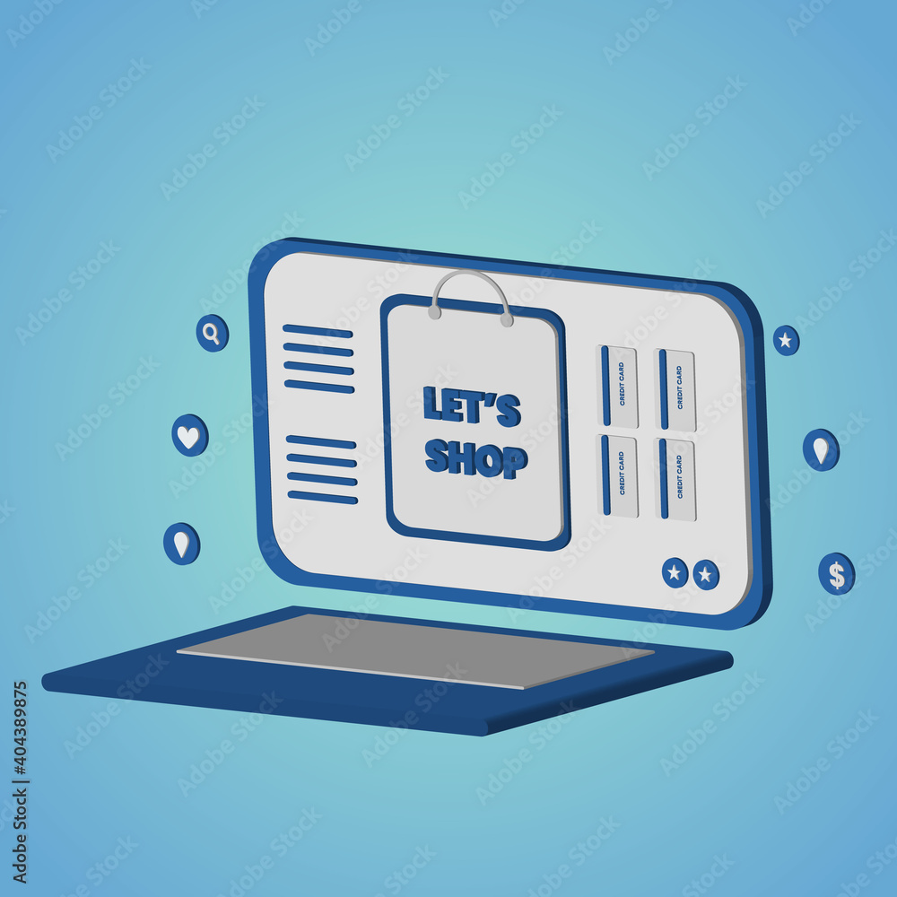 3D illustration concept for online shopping web 3D illustration concept for online shopping web
