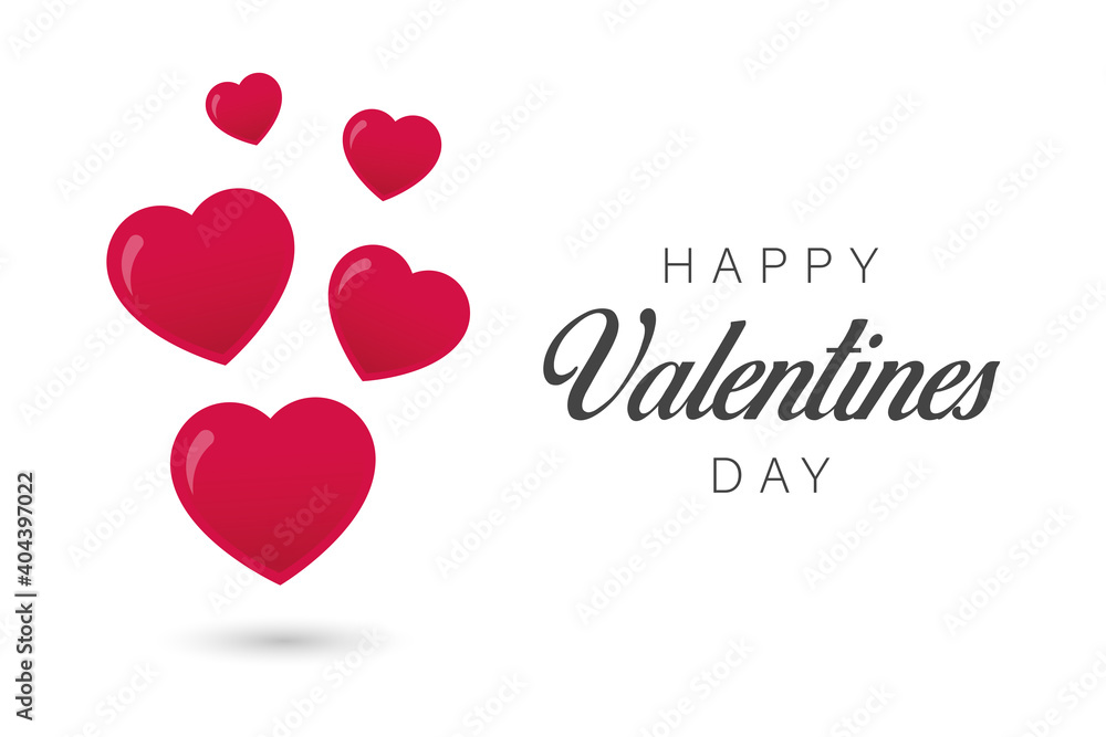 Happy Valentine's Day in white background and symbol of love. Vector. Romantic quotes postcards, cards, invitations, banner templates.