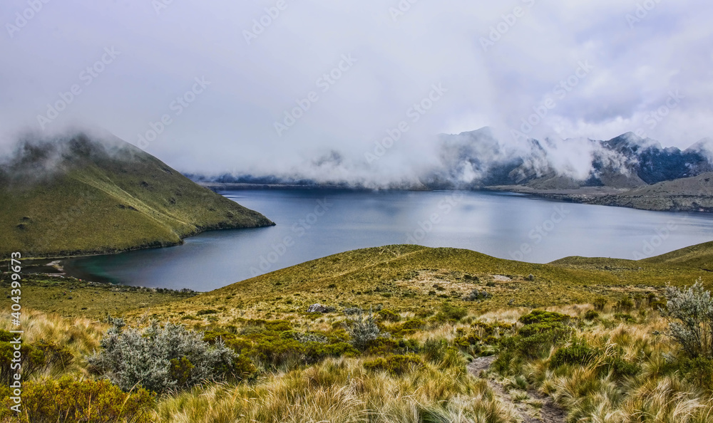 Beautiful view of the beautiful Lagunas de Mojanda from the Fuya Fuya trail, Otavalo, Ecuador