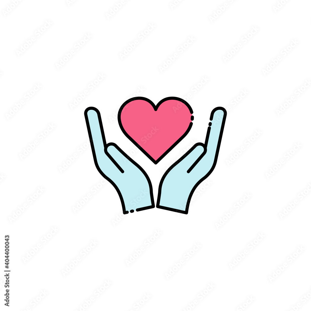Hand lineal color icon with heart. love symbol. simple design editable. Design template vector Hand lineal color icon with heart. love symbol. simple design editable. Design template vector