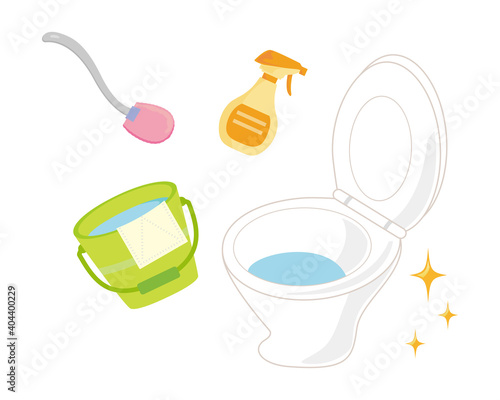 水洗トイレのベクターイラスト　便器　掃除　