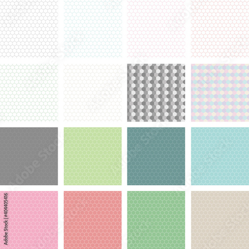 A set of seamless hexagon patterns. Colorful vector illustration.
