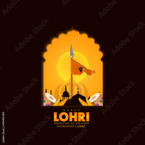 Happy Lohri holiday background for Punjabi festival. Vector illustration 