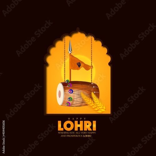 Happy Lohri holiday background for Punjabi festival. Vector illustration 