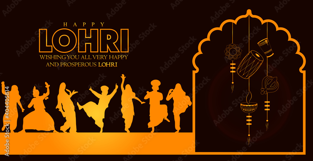 Fototapeta Happy Lohri holiday background for Punjabi festival. Vector illustration