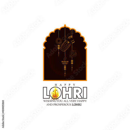 Happy Lohri holiday background for Punjabi festival. Vector illustration 