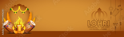 Happy Lohri holiday background for Punjabi festival. Vector illustration 