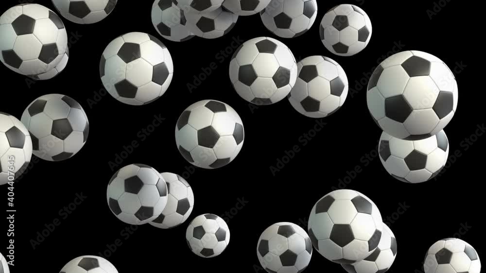 3D animation of soccer ball flow with alpha layer 3D animation of soccer ball flow with alpha layer