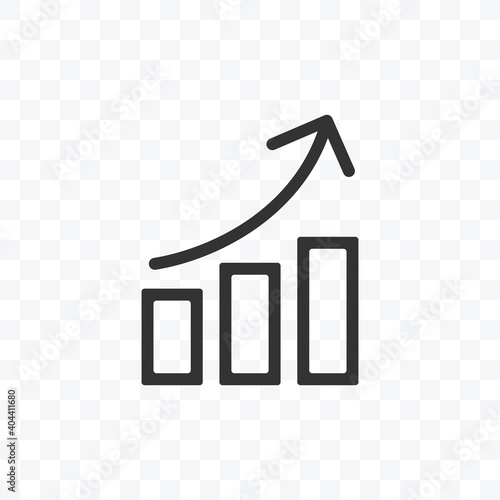 Outline bar chart up trend icon vector illustration isolated on transparent background.