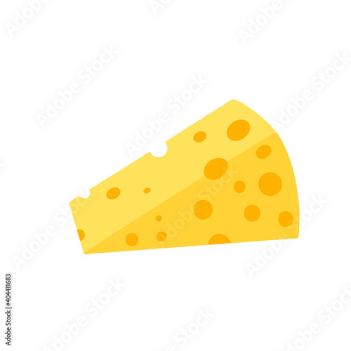 A piece of cheese on a white background. Dairy products. Flat vector illustration