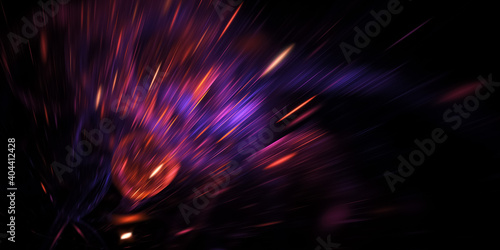 Abstract red and violet fireworks. Holiday background with fantastic light effect. Digital fractal art. 3d rendering.