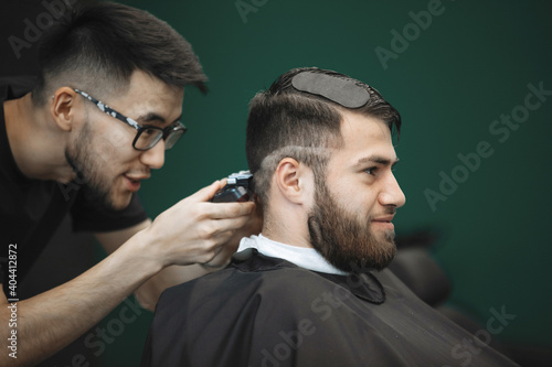 Man as customer barbershop.
