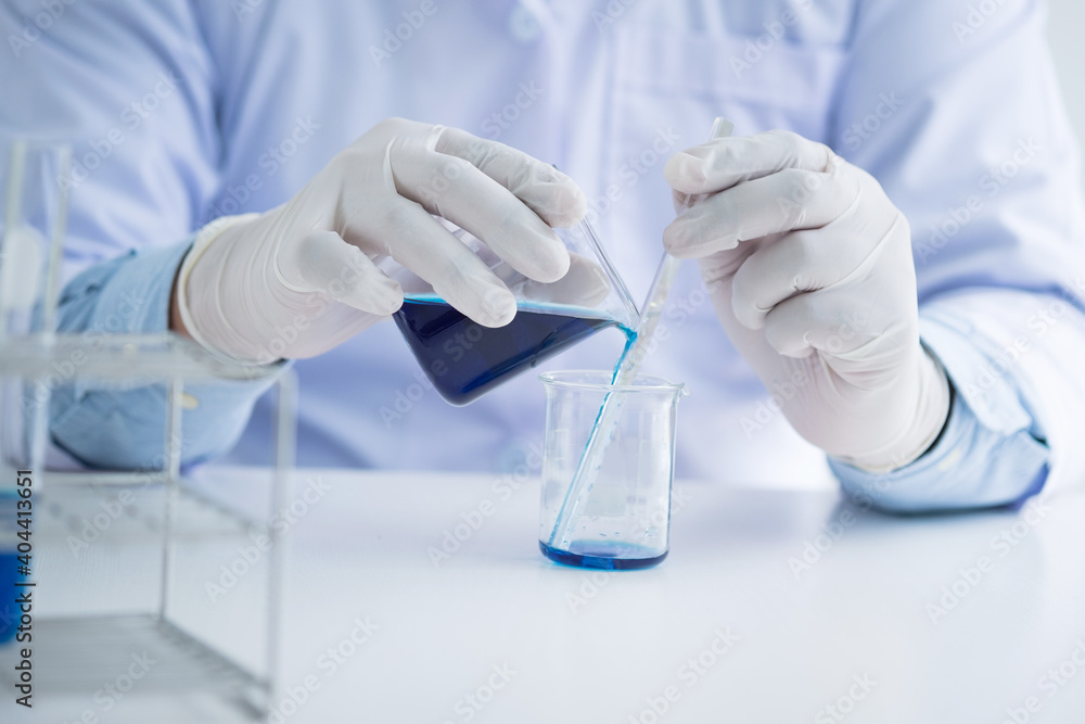 Fototapeta premium Scientists researching biochemical in a laboratory, Science experiment..