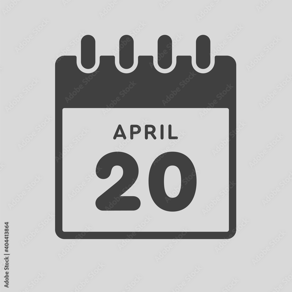 Icon day date 20 April, template calendar page Icon day date 20 April, template calendar page