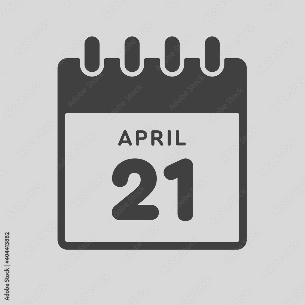 Icon day date 21 April, template calendar page Icon day date 21 April, template calendar page