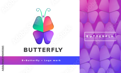 Creative Modern Colorful Butterfly Logo design or vector icon. photo
