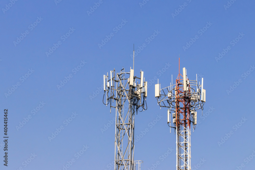 Telecommunication tower with blue sky and white clouds background,satellite pole communication technology. Telecommunication tower with blue sky and white clouds background,satellite pole communication technology.