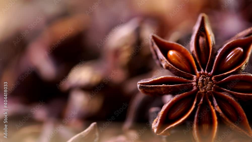 Food Background with Close-up of Star Anise on Vintage Black Table. Selective Focus. Food Background with Close-up of Star Anise on Vintage Black Table. Selective Focus.